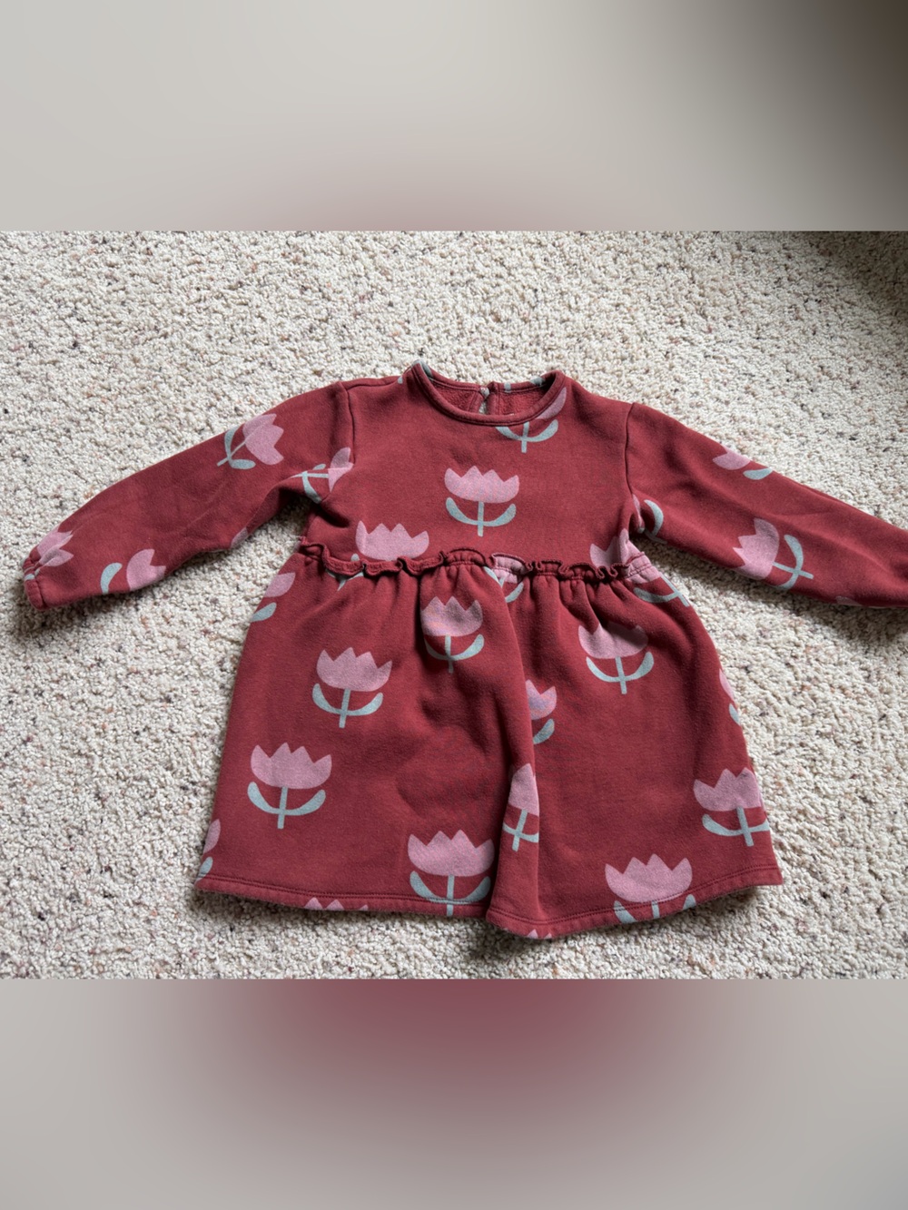 Lauren Conrad Little Co. Girls' Long Sleeve Floral Sweatshirt Dress in Rose Red